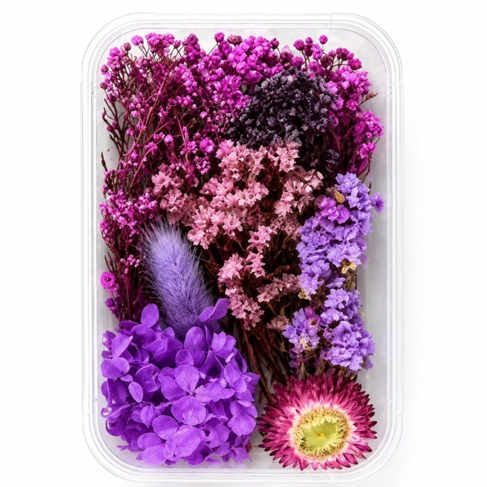 Dried Natural Flower Box- Purple